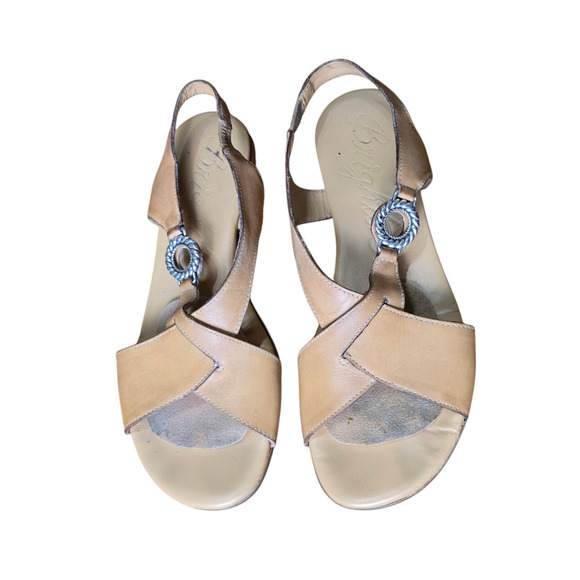 Brighton COAST Womens Tan Brown Leather Metallic Accent Slingback Sandals 6.5M - Picture 2 of 7